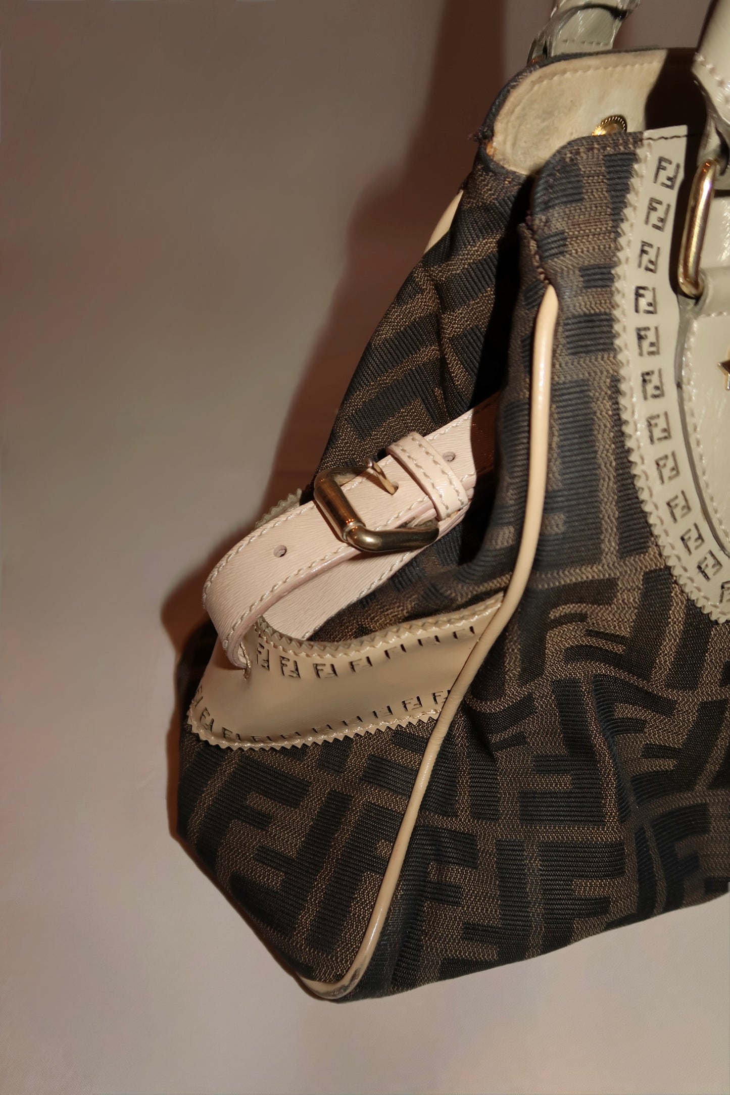FENDI Zucca Canvas Hand Bag Black Brown