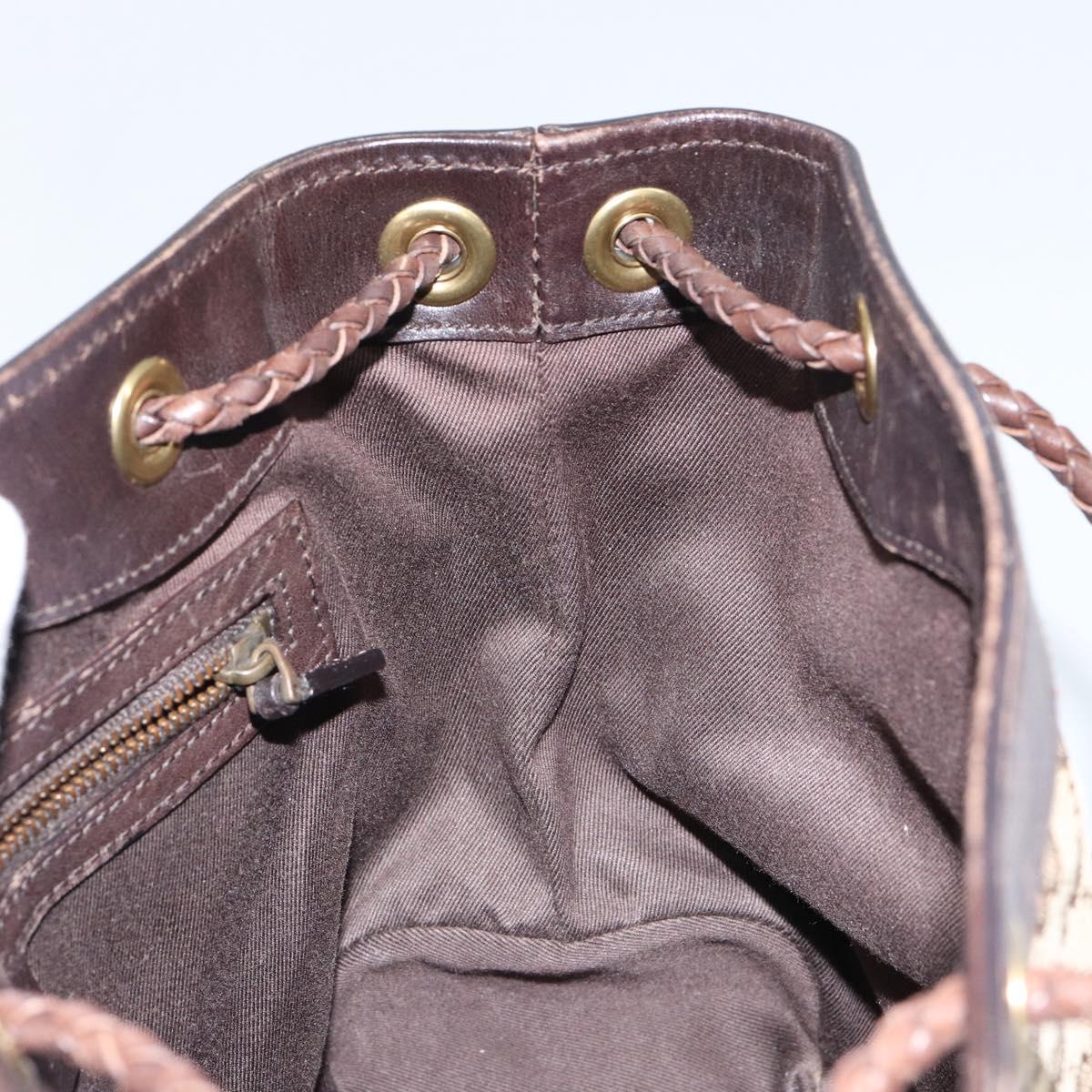 Gucci Canvas Shoulder Bag Beige Gold